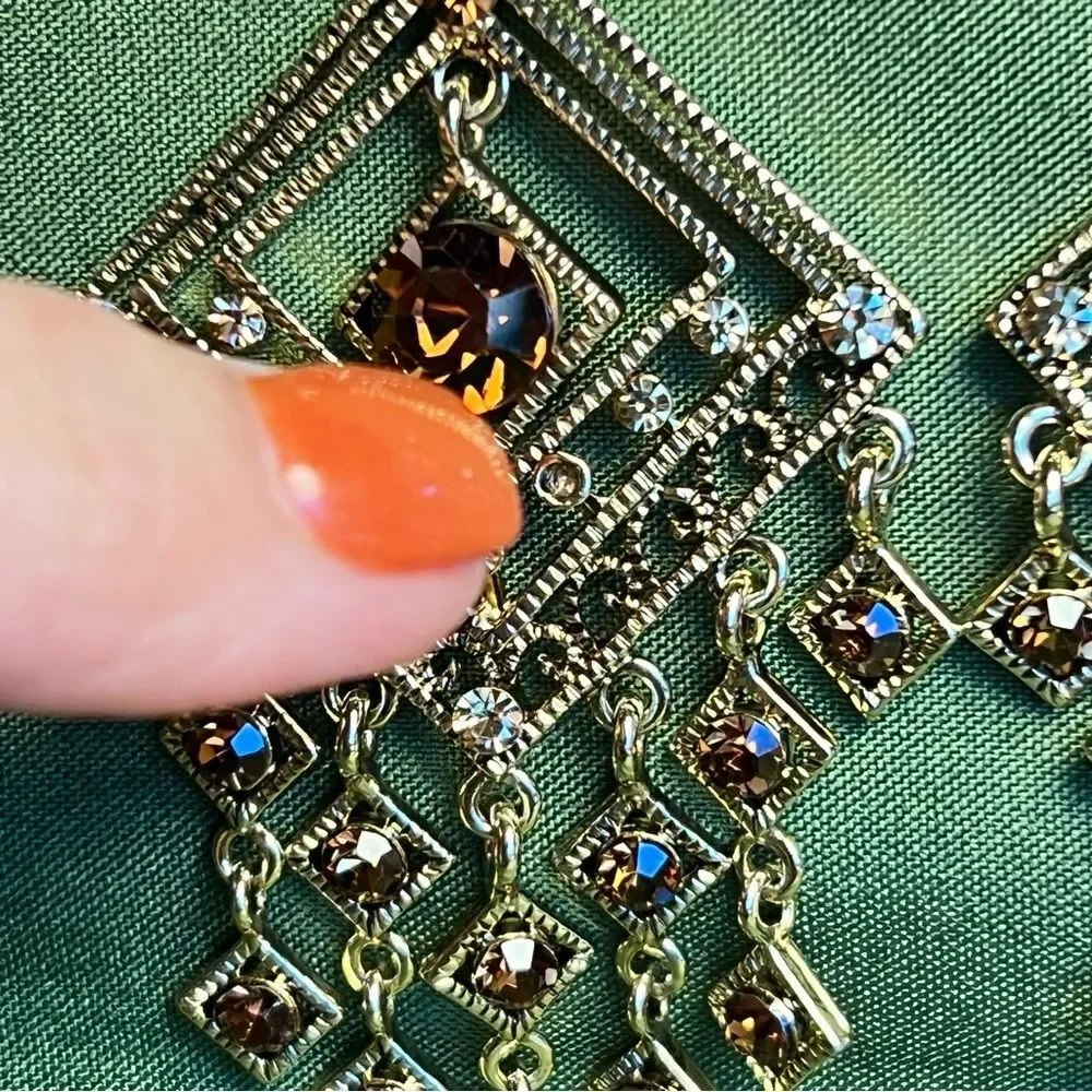 EARRINGS gold tone 🔥 rhinestones 🔥dangle